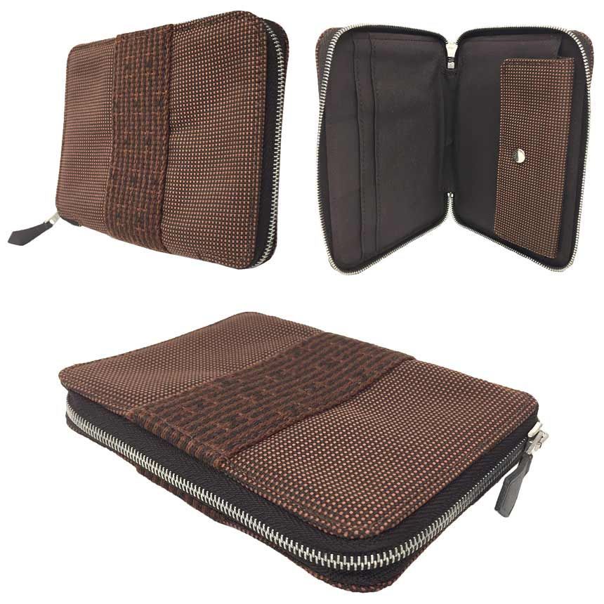 エルメス エールライン パースPM PM パース パースGM エルメス HERMES 2つ折り財布 エールラインパースPM ポリエステル×ポリアミド ダークグレー×黒 ラウンドファスナー 財布