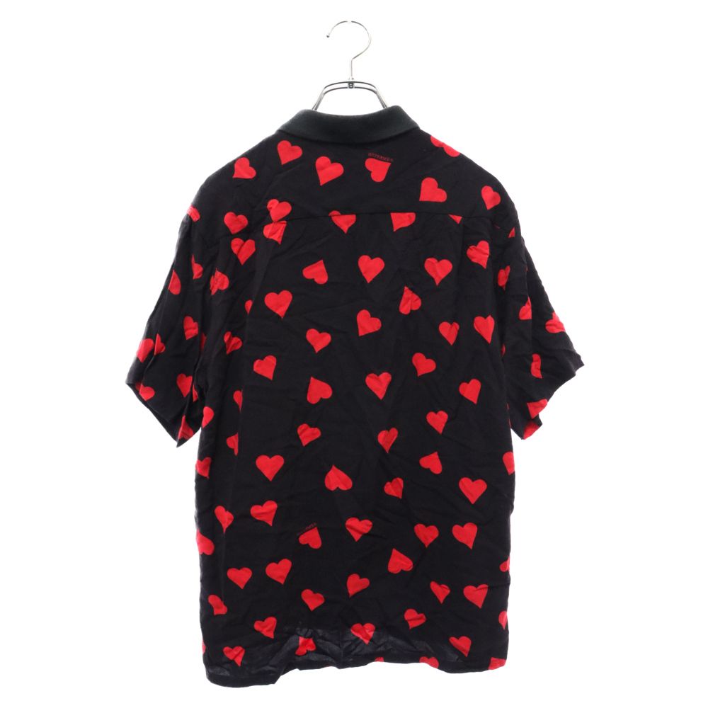 SUPREME (シュプリーム) 17SS Hearts Rayon Shirt White 総柄 ハート レーヨン 半袖シャツ ブラック