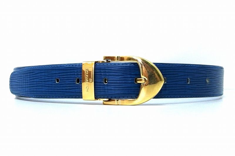 226334 LOUIS VUITTON ルイ ヴィトン エピ サンチュール クラシック レザーベルト ゴールド金具 110|44 R15005 トレドブルー