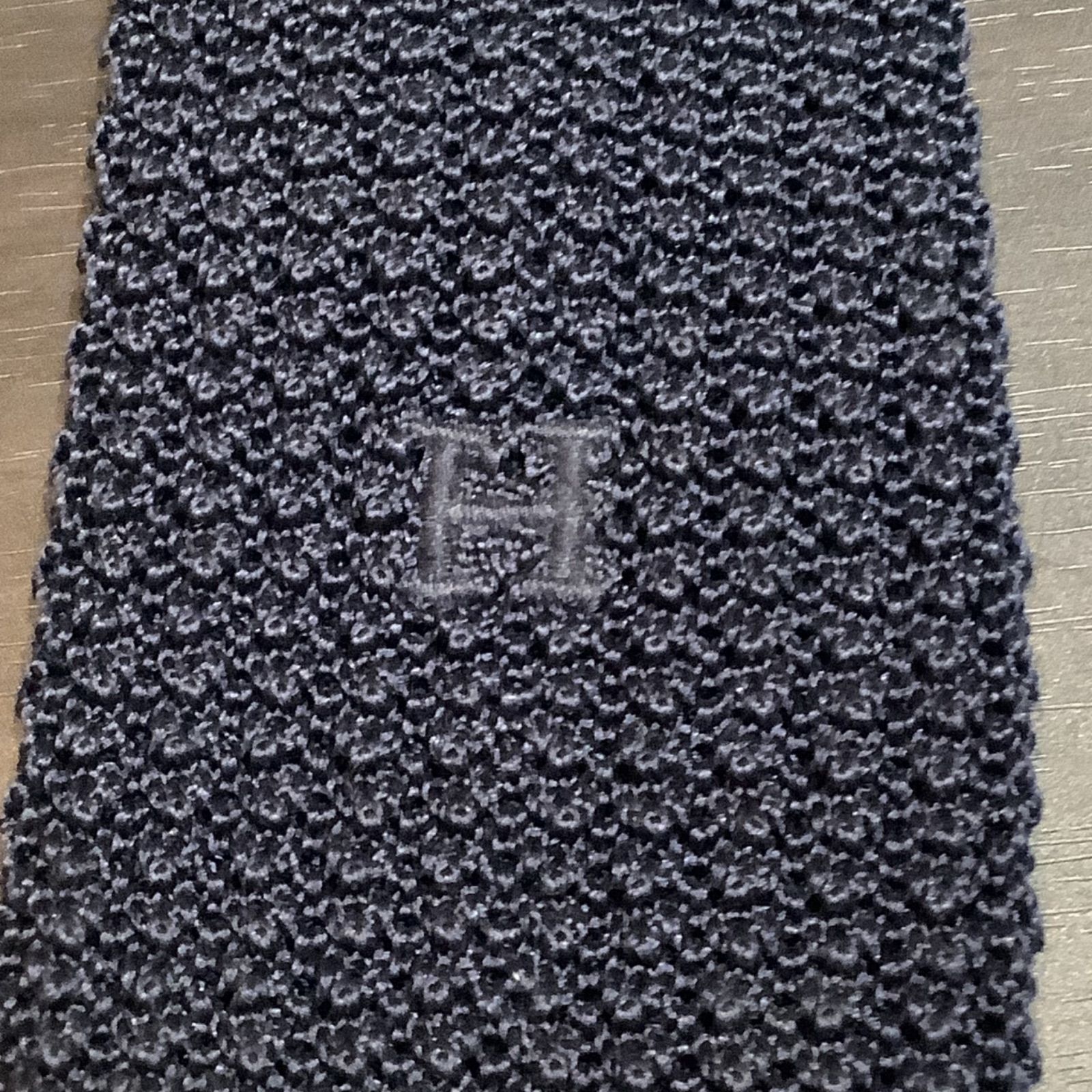 HERMES エルメス ネクタイ ニットタイ ナロータイ H刺繍 紺 ネイビー