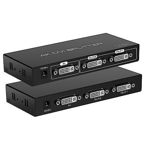 分配器 1入力2出力 SP12D DVI スプリッター Splitter 2モニター 同出力 分岐 4K DVI EDID機能 PC用ノートパソコン 入力 TV モニター プロジェクター 出力