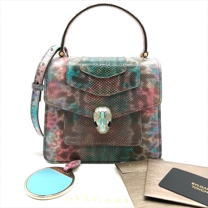 美品 BVLGALI ブルガリ セルペンティ フォーエバー クロスボディ スネイクヘッド チェーン ショルダー バッグ ブランド h297h