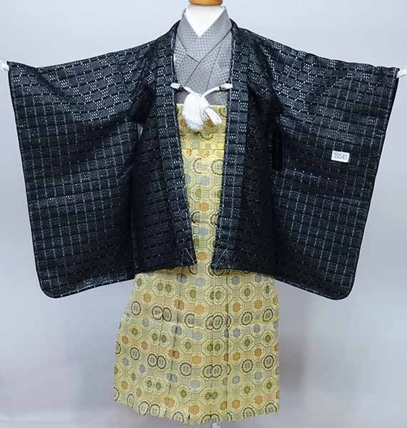 七五三 五歳 男児 羽織 袴フルセット おりびと 黒地 NO35545 5歳袴着付け