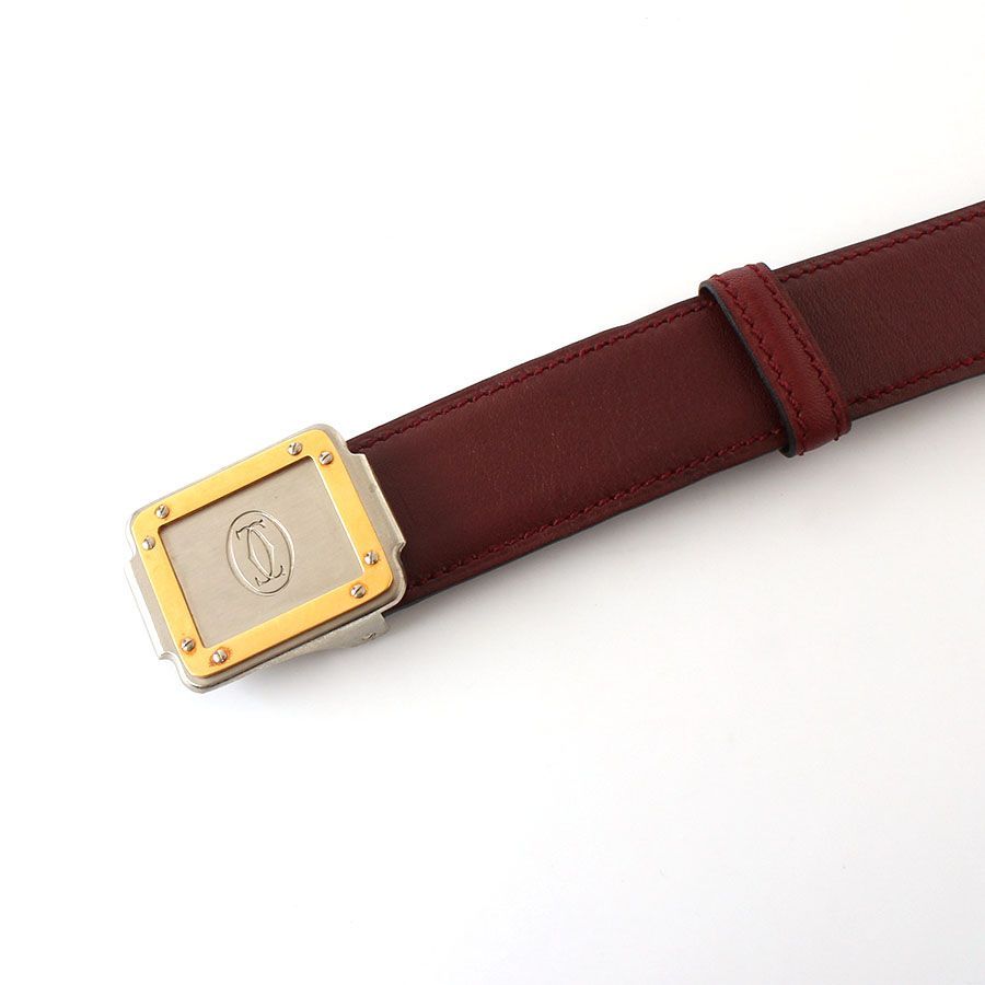 MHR0269 美品 Cartier カルティエ レザー ベルト サントス 76-84