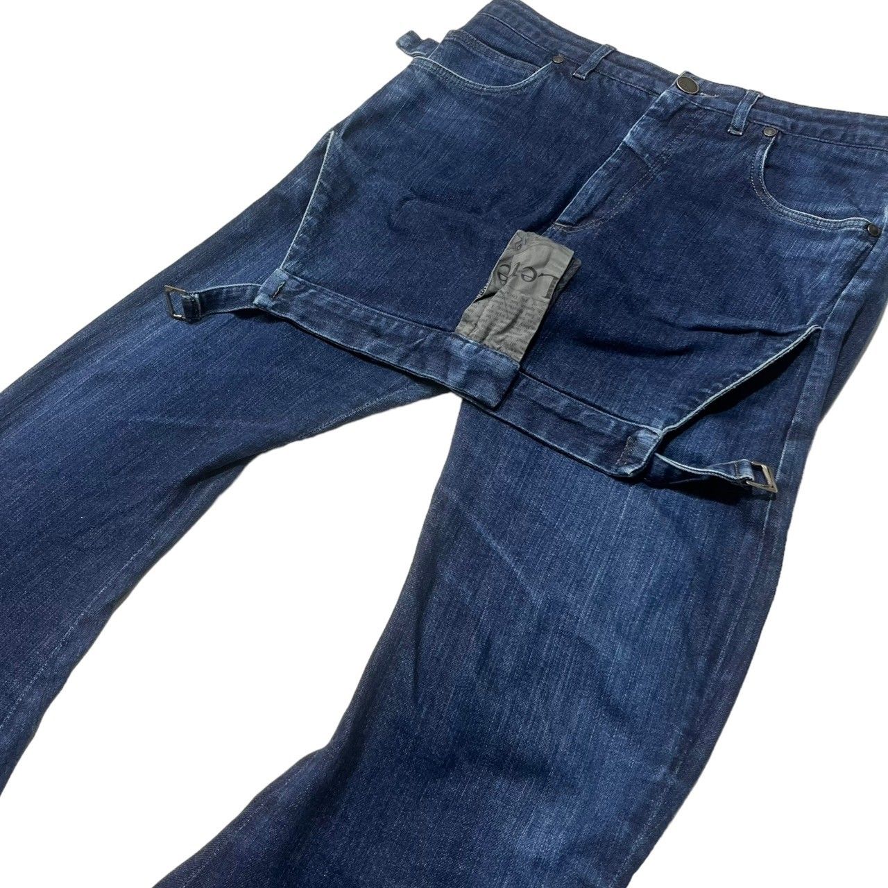 JOHN GALLIANO(ジョンガリアーノ) 00's double waist denim pants ダブル ウエスト バナナ デニム パンツ  レイヤード ギミック 46(M程度) インディゴ archive アーカイブ