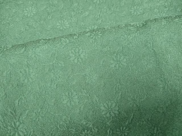 平和屋着物□上質な色無地 草花地紋 木賊色 正絹 逸品 aaax7175fw  