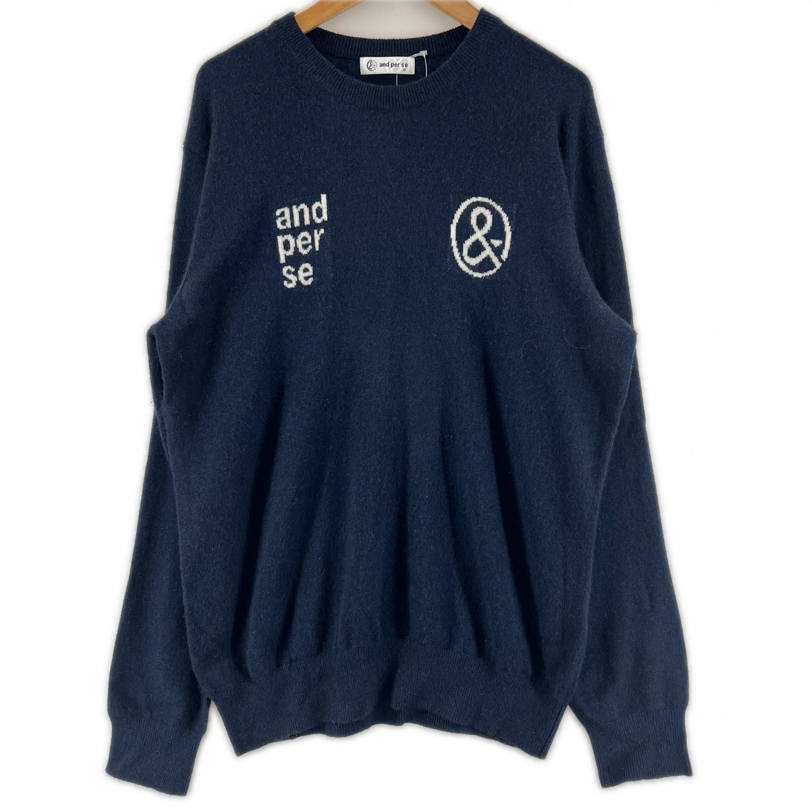 未使用品【アンパスィ】ジップアップセーター ネイビー 防風素材裏地付き M 未使用品【アンパスィ】ジップアップセーター ネイビー 防風素材