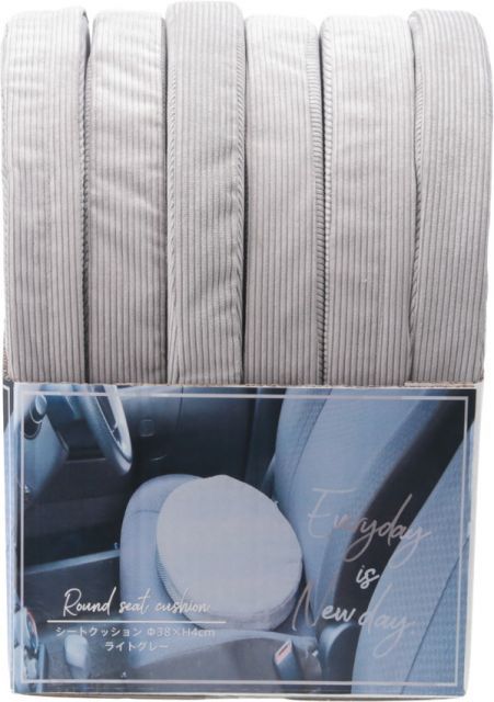 【まとめ】シートクッション　コーデュロイ　Φ３８×Ｈ４ｃｍ　ライトグレー 【×6セット】