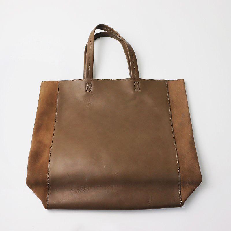 マーガレットハウエル MARGARET HOWELL スムースレザー切替え トートバッグ /カーキベージュ TOTEBAG 本革  大容量【2400013815291】 - メルカリ