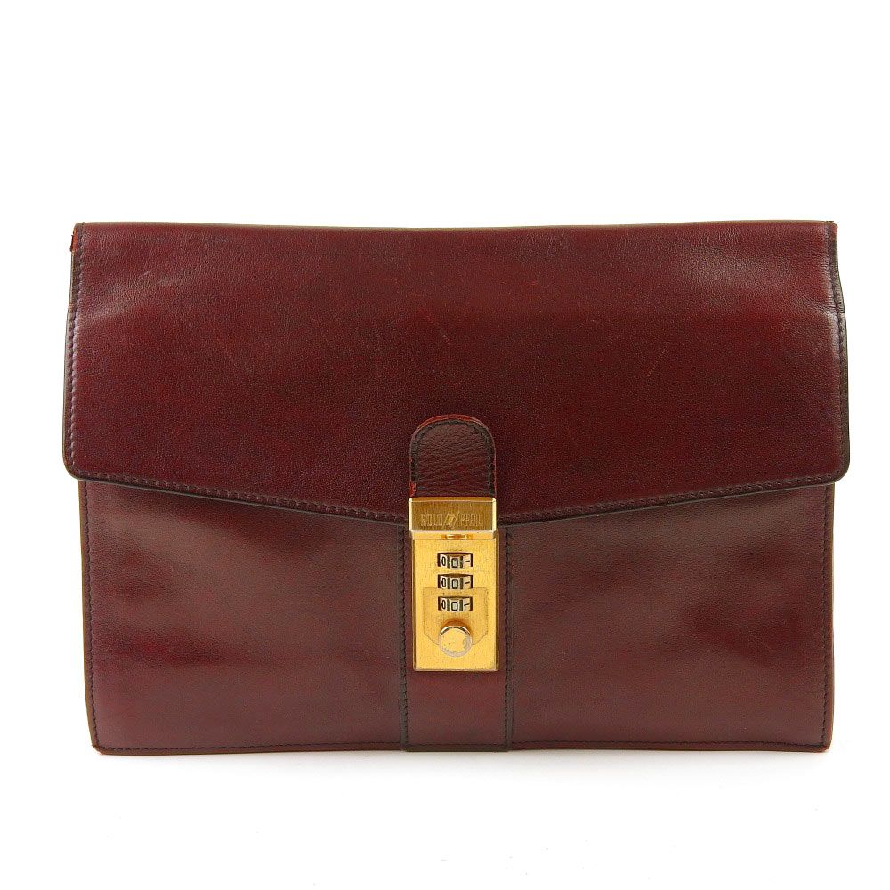 GOLD PFEIL ゴールドファイル ダイヤルロック式 スリールーム レザー セカンドバッグ ボルドー 246548