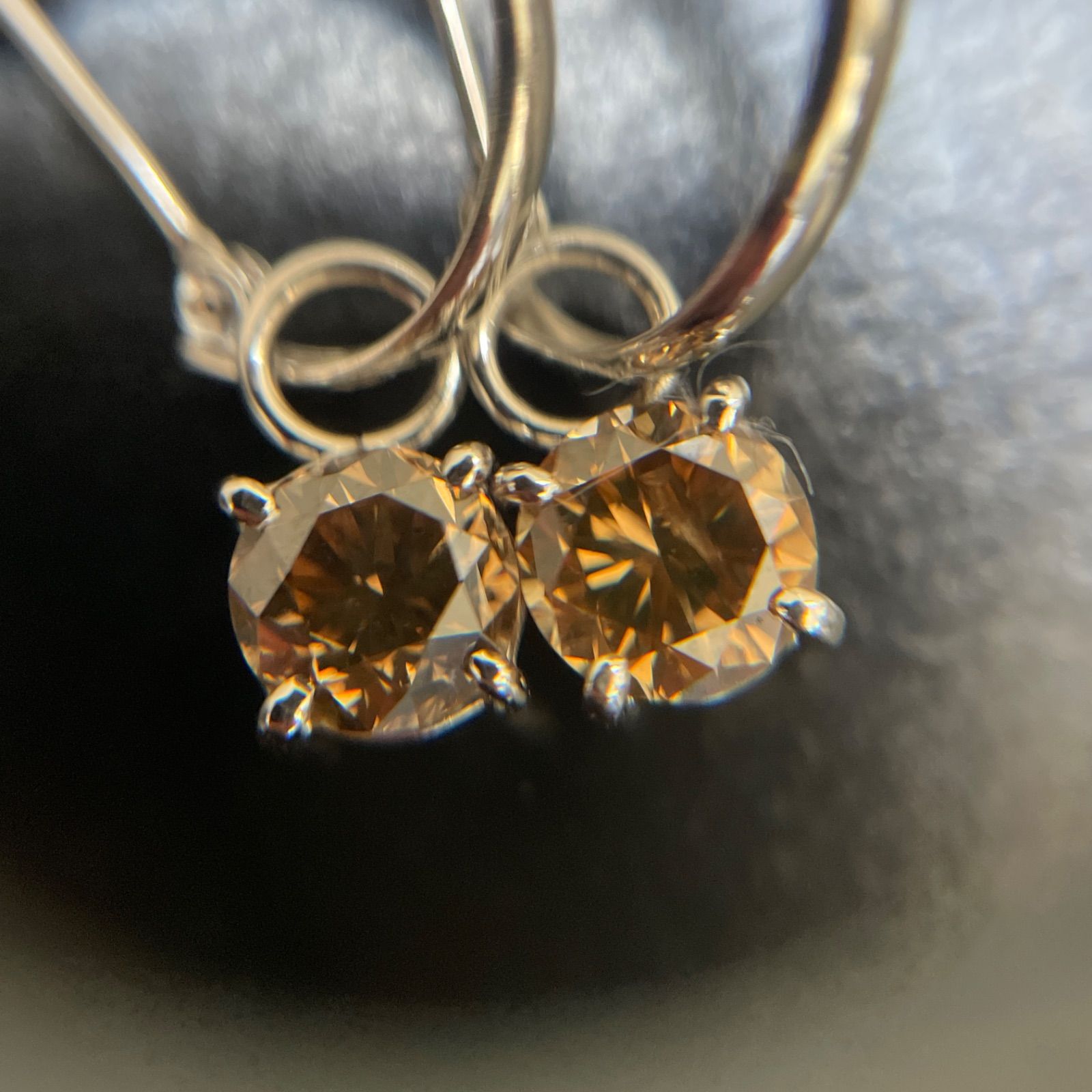 K18WG/K14WG天然ブラウンダイヤモンド2.152ctピアス　新品仕上げ K18WG/K14WG天然ブラウンダイヤモンド2.152ctピアス 新品仕上げ済み