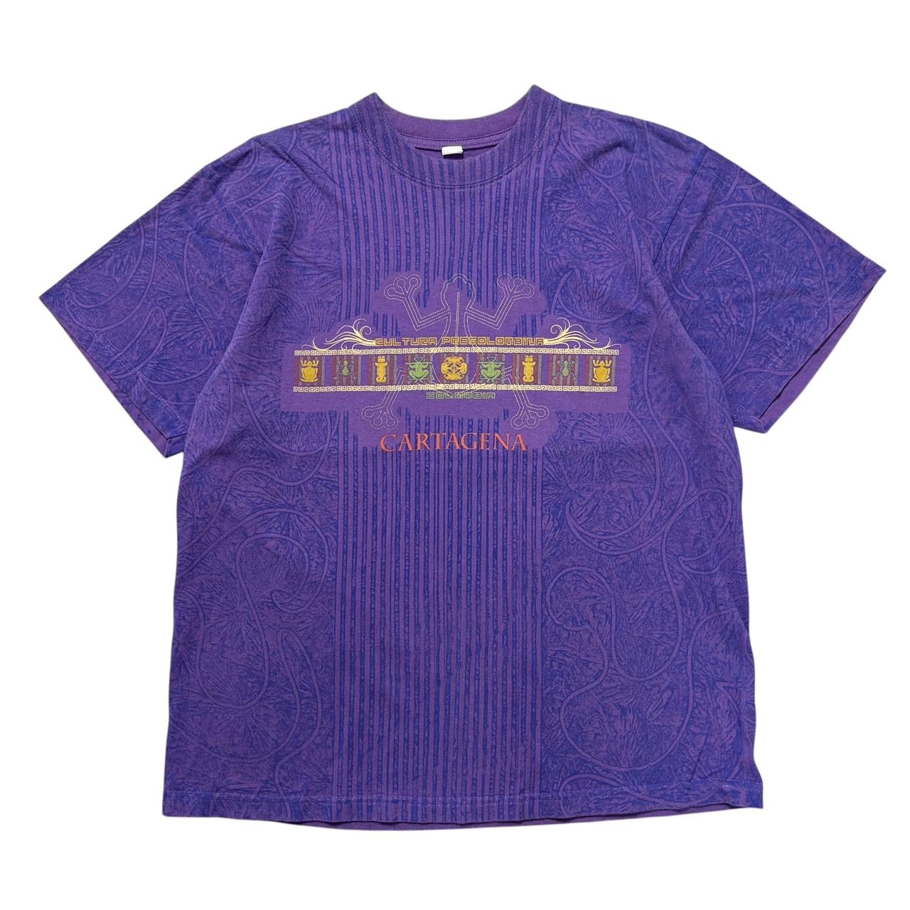 USA古着 コロンビア製 スーベニア アート Tシャツ 総柄 民族柄