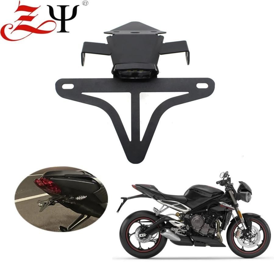 ストリートトリプル765 RS 765RSライセンスプレートホルダー用MOTORCYLCEアクセサリーブラケットテイルコンディフェンダー LEDライトフィット