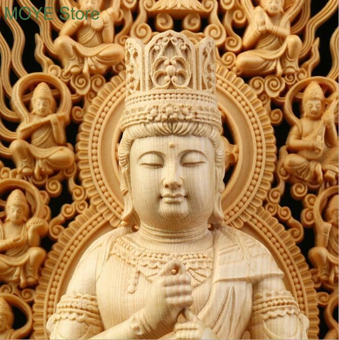 新品・未使用】極上品/綺麗 総檜材 仏教工芸品 木彫仏像 精密
