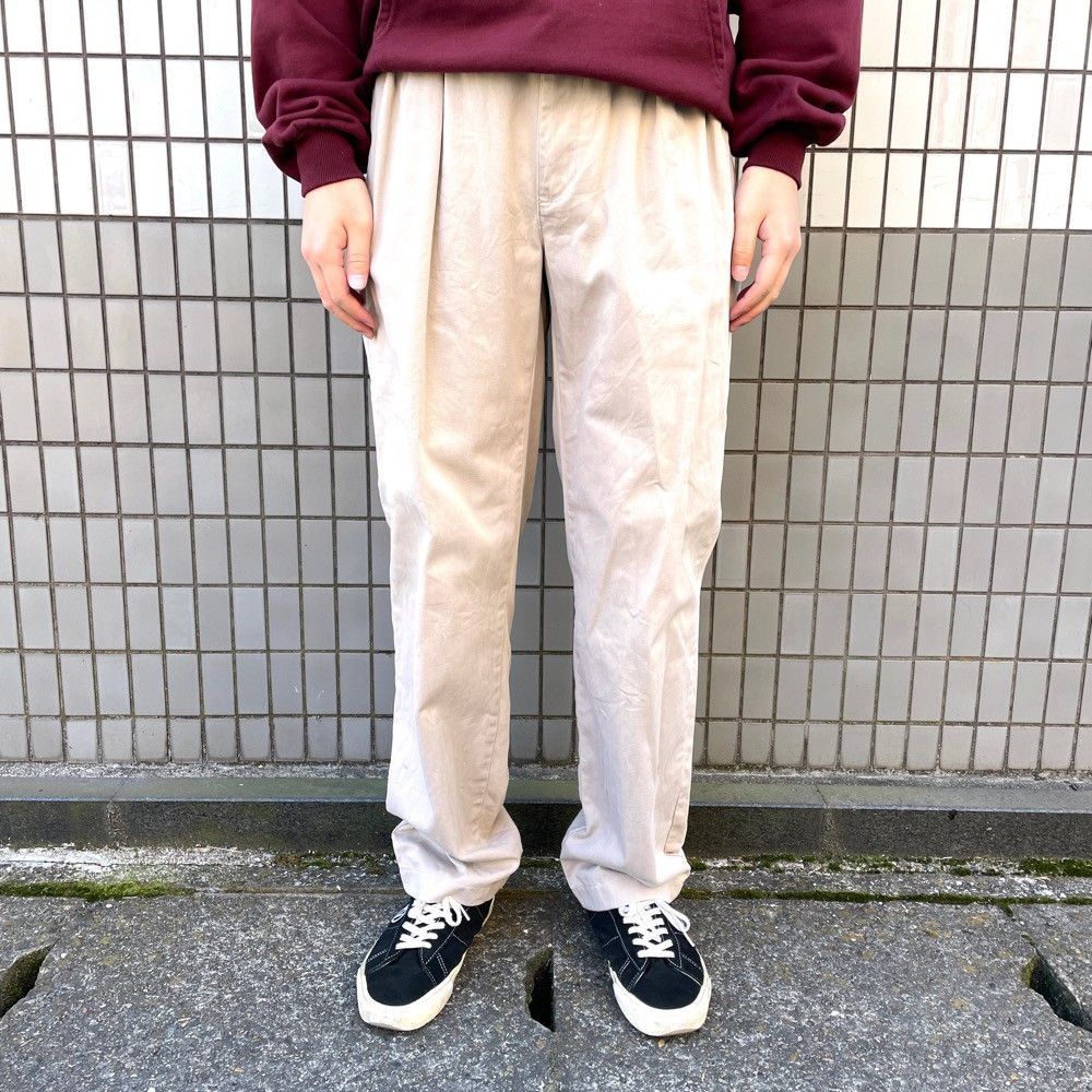 POLO RALPH LAUREN ワイドチノ ツータック W34 ベージュ Ralph Lauren - 古着 ラルフローレン Ralph Lauren POLO RALPH