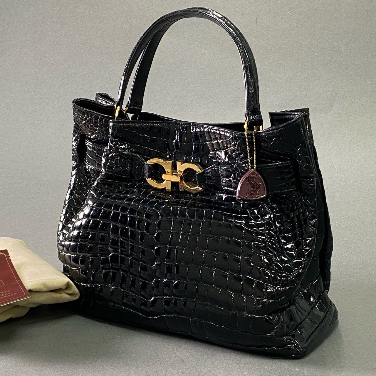 Bf10 《美品》 JRA公認 シャイニングクロコダイル トートバッグ