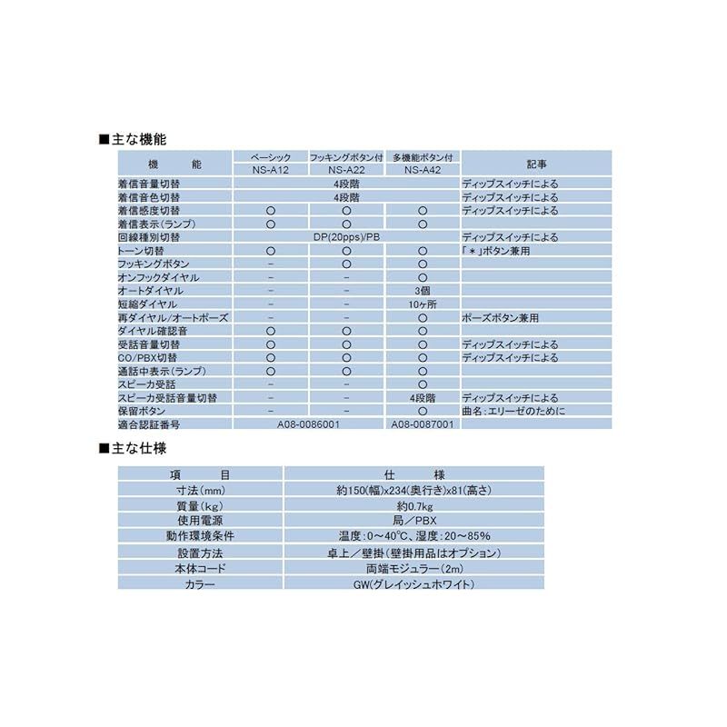 NS-A12 TEL GWN シングルライン電話機 NS-Aシリーズ 1