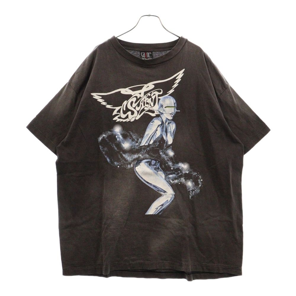 SAINT MICHAEL (セントマイケル) 22SS SORAYAMA TEE ヴィンテージ加工 プリントクルーネック 半袖Tシャツ グレー SM-S22-0000-073