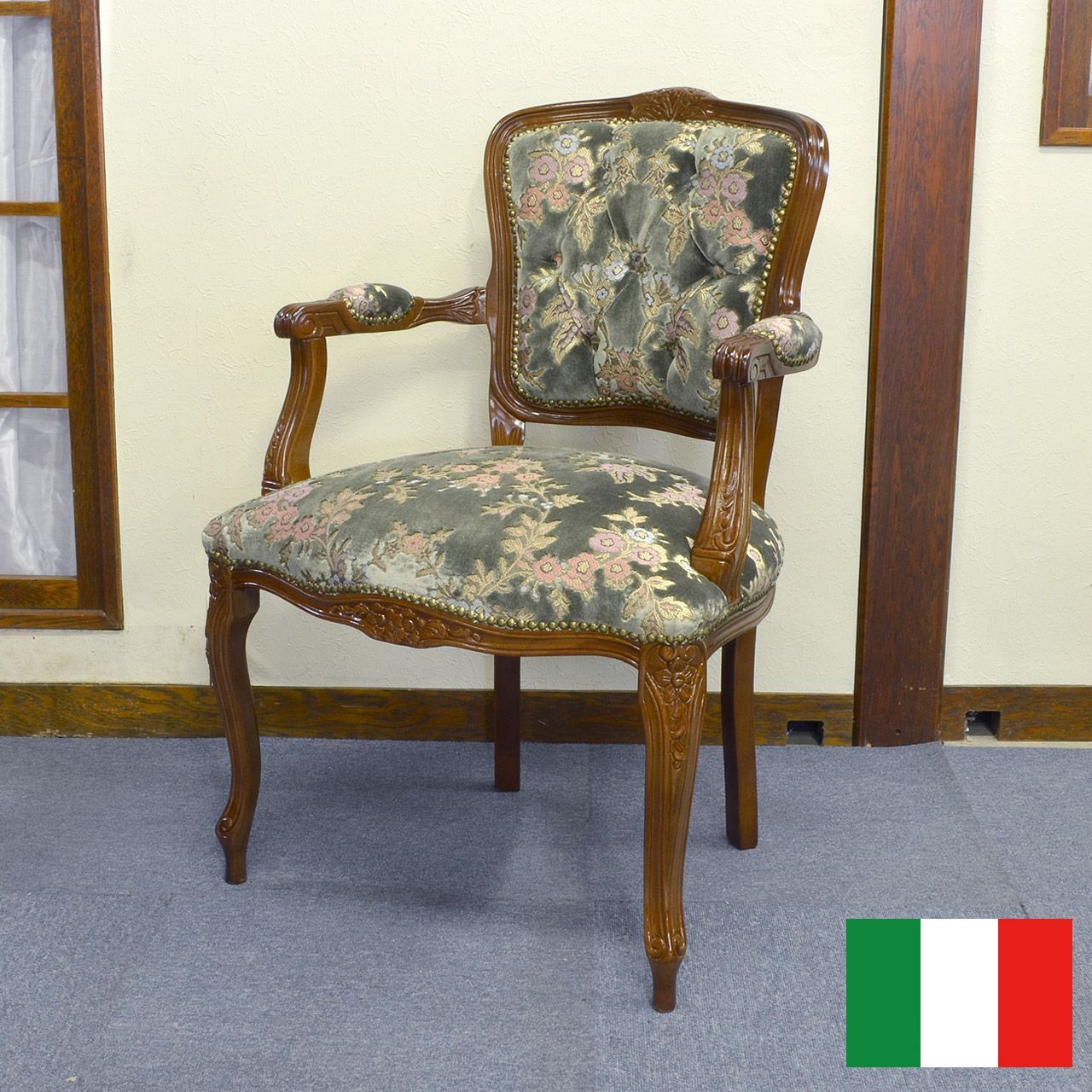 イタリア製 アームチェア 金華山グリーン柄 - メルカリ
