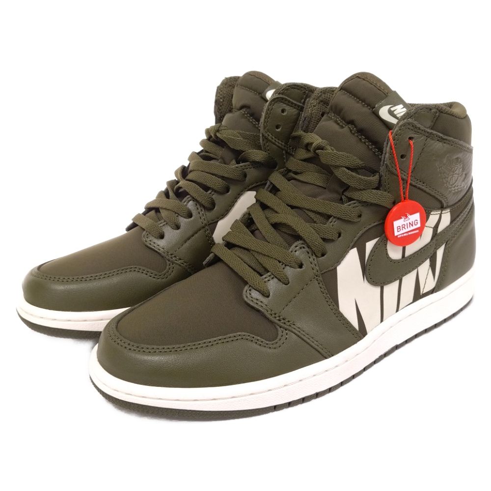 NIKE AIR Jordan 1 Retro ハイカット カーキ 28cm ナイキ AIR JORDAN 1 RETRO HIGH OG レザー×スエード ハイカット