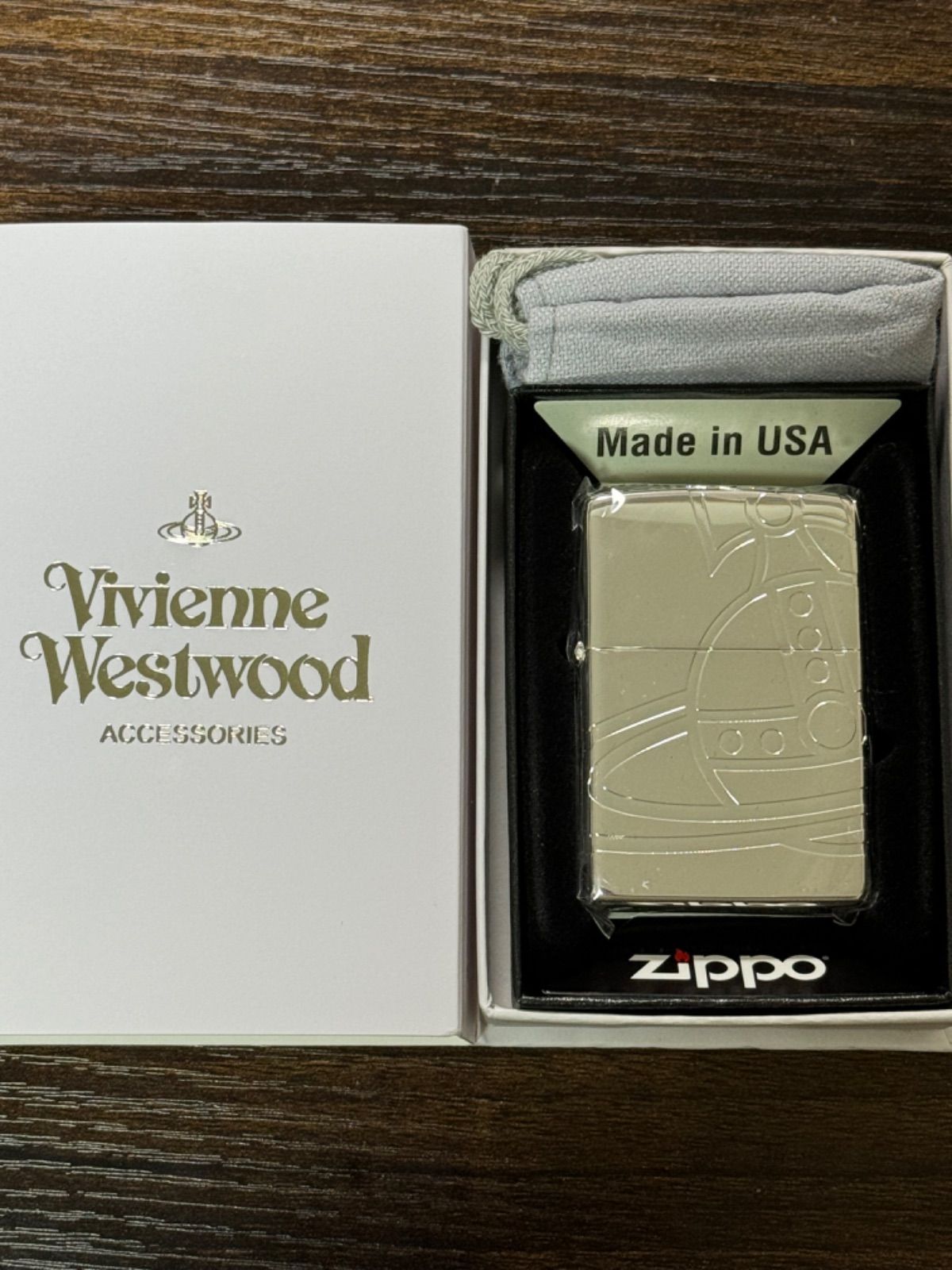 zippo Vivienne Westwood ACCESSORIES ヴィヴィアンウエストウッド 2022年製 5面連続刻印 ビックオーブ  デットストック 専用ケース 収納布袋 保証書