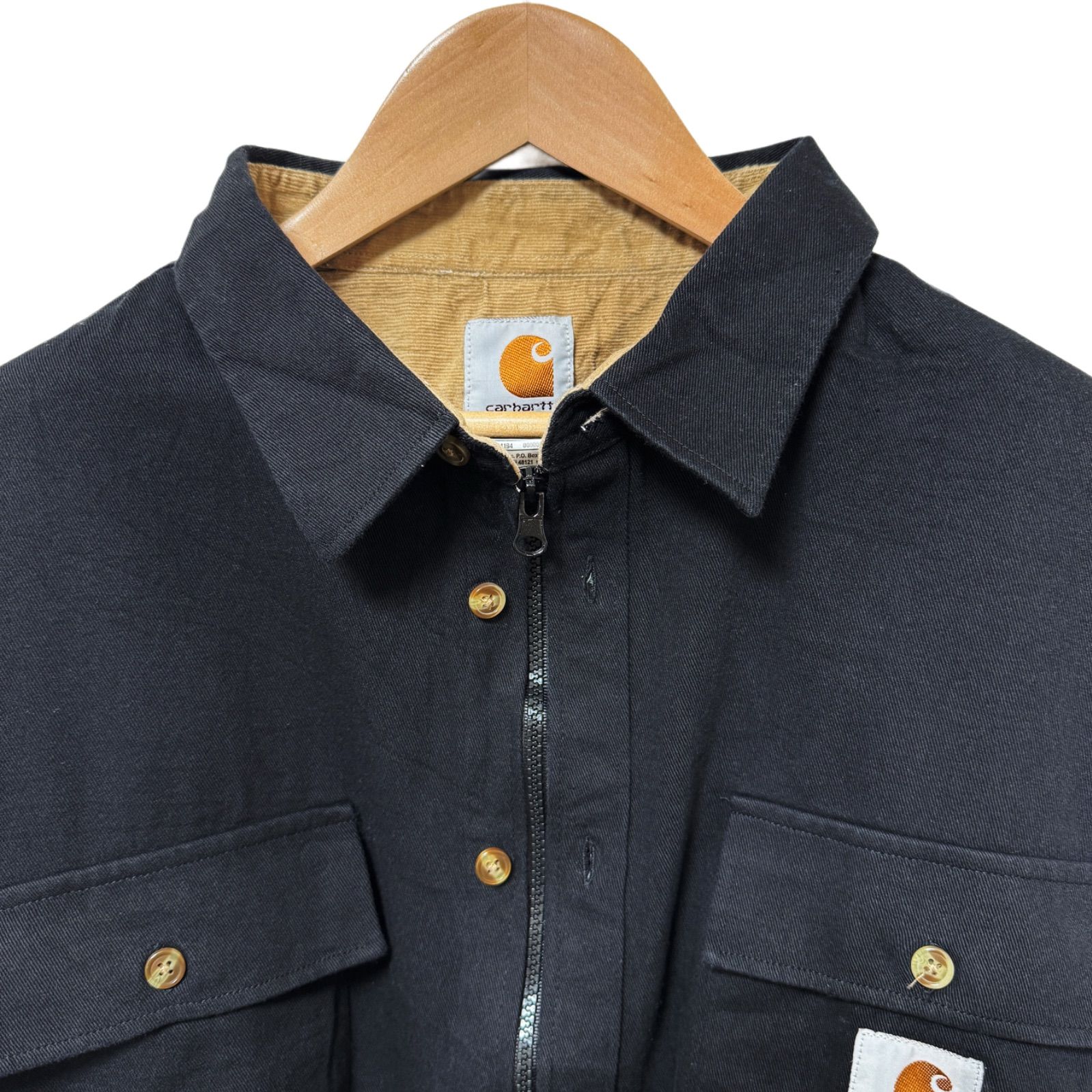 カーハート クロップド丈 シャツジャケット Lサイズ ブラック 黒