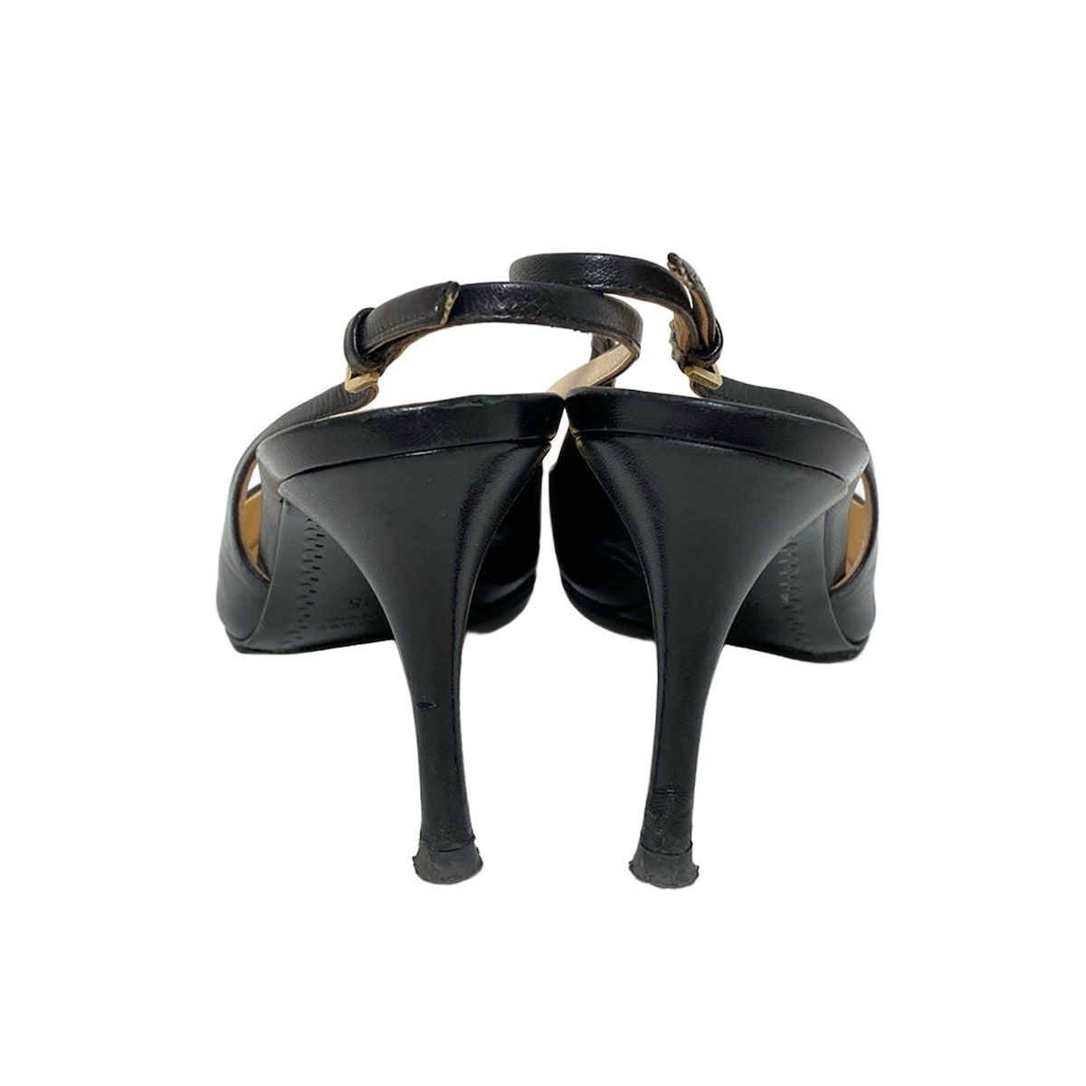 sergio rossi ブラックサンダル ストーン付き