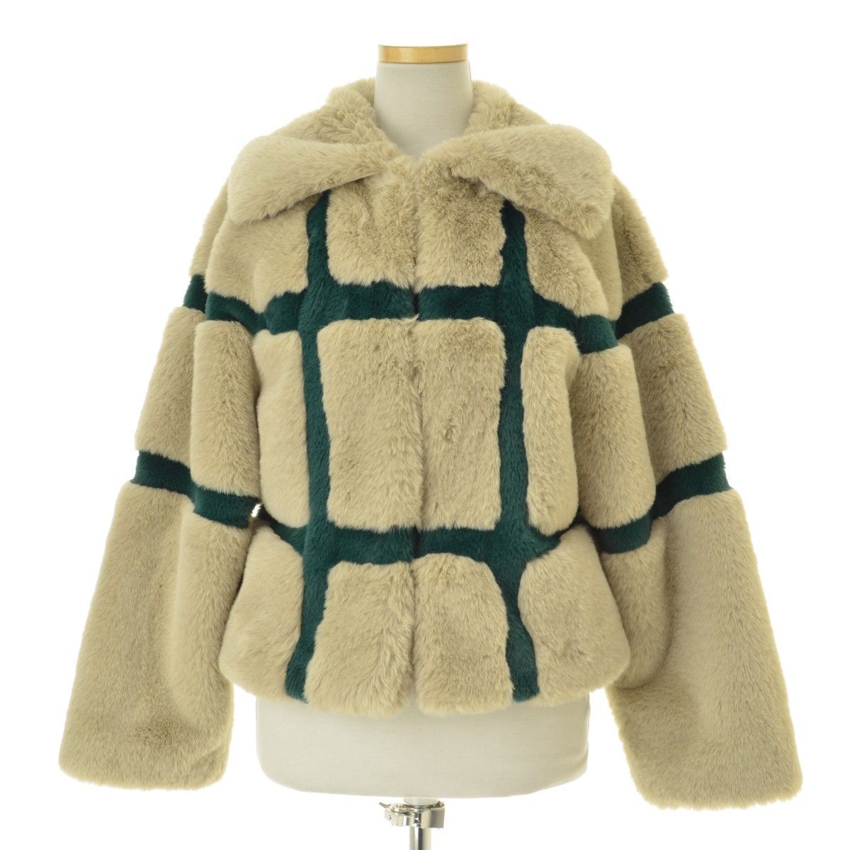 FURFUR エコファーチェックブルゾン ベージュ系