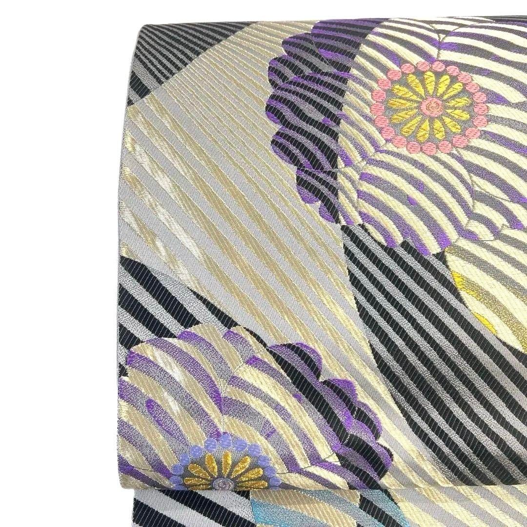 未着用　袋帯　唐織　草木染　花菱　花紋　金糸着物　092a p 未着用 袋帯 唐織 草木染 花菱 花紋 金糸着物 092a p