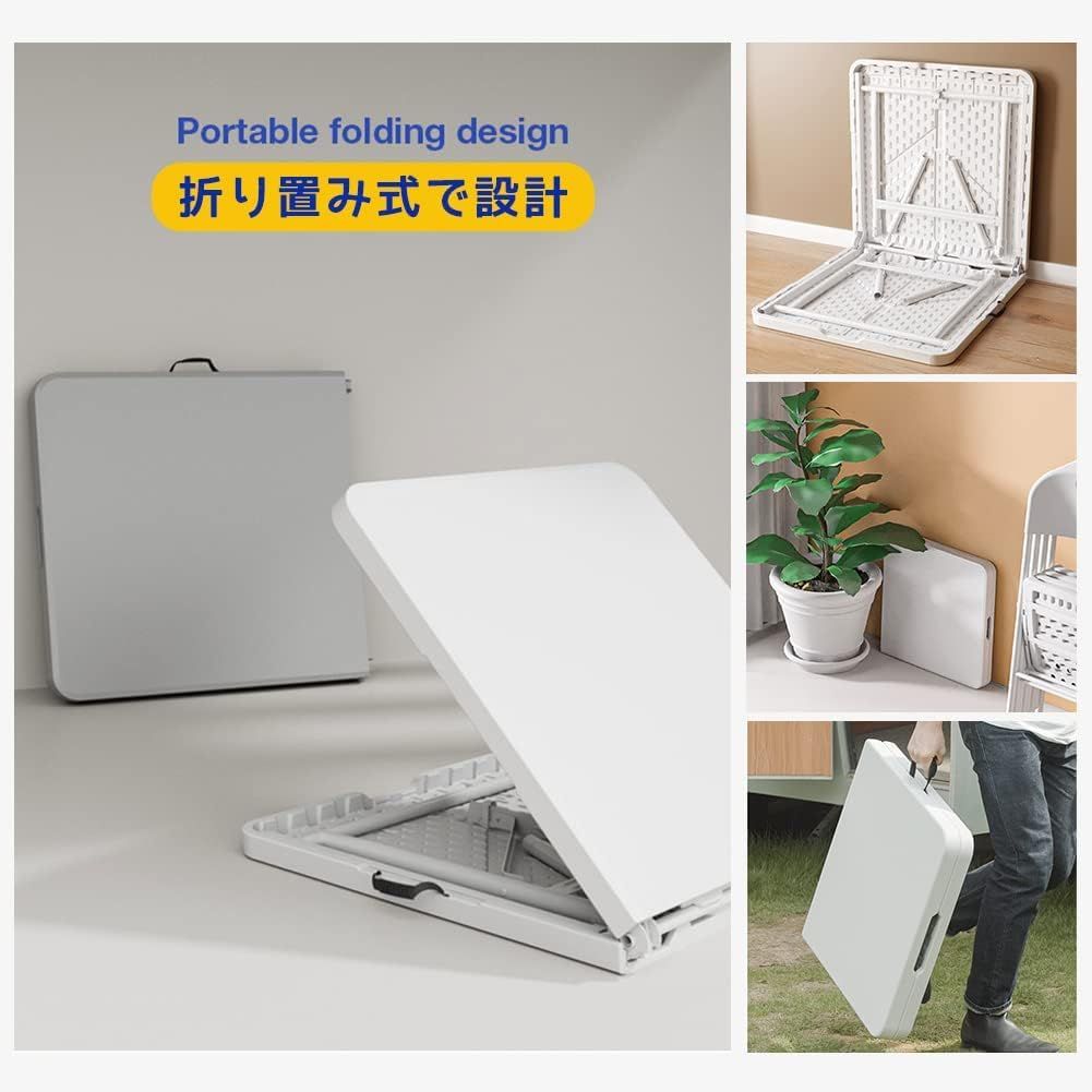 Kaniya 120cm 折りたたみ テーブル アウトドア 作業テーブル ポータブル キャンプ テーブル 簡易 作業台 折畳み 簡単組立 耐荷重120kg 室内 屋外 レジャー キャンプ ピクニック用 ホワイト HRDEVELOPMENT_JP