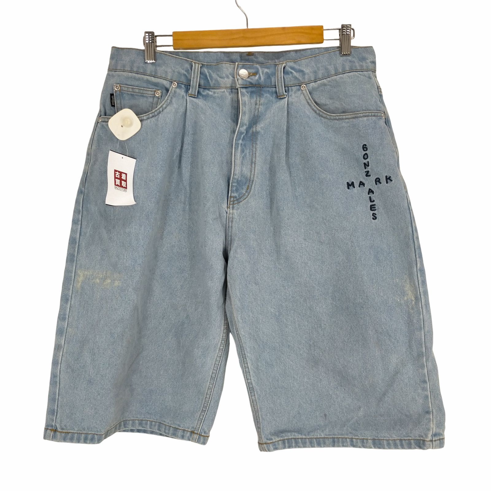 マークゴンザレス Mark Gonzales バックポケットロゴパッチワイドデニムショートパンツ メンズ JPN：L 