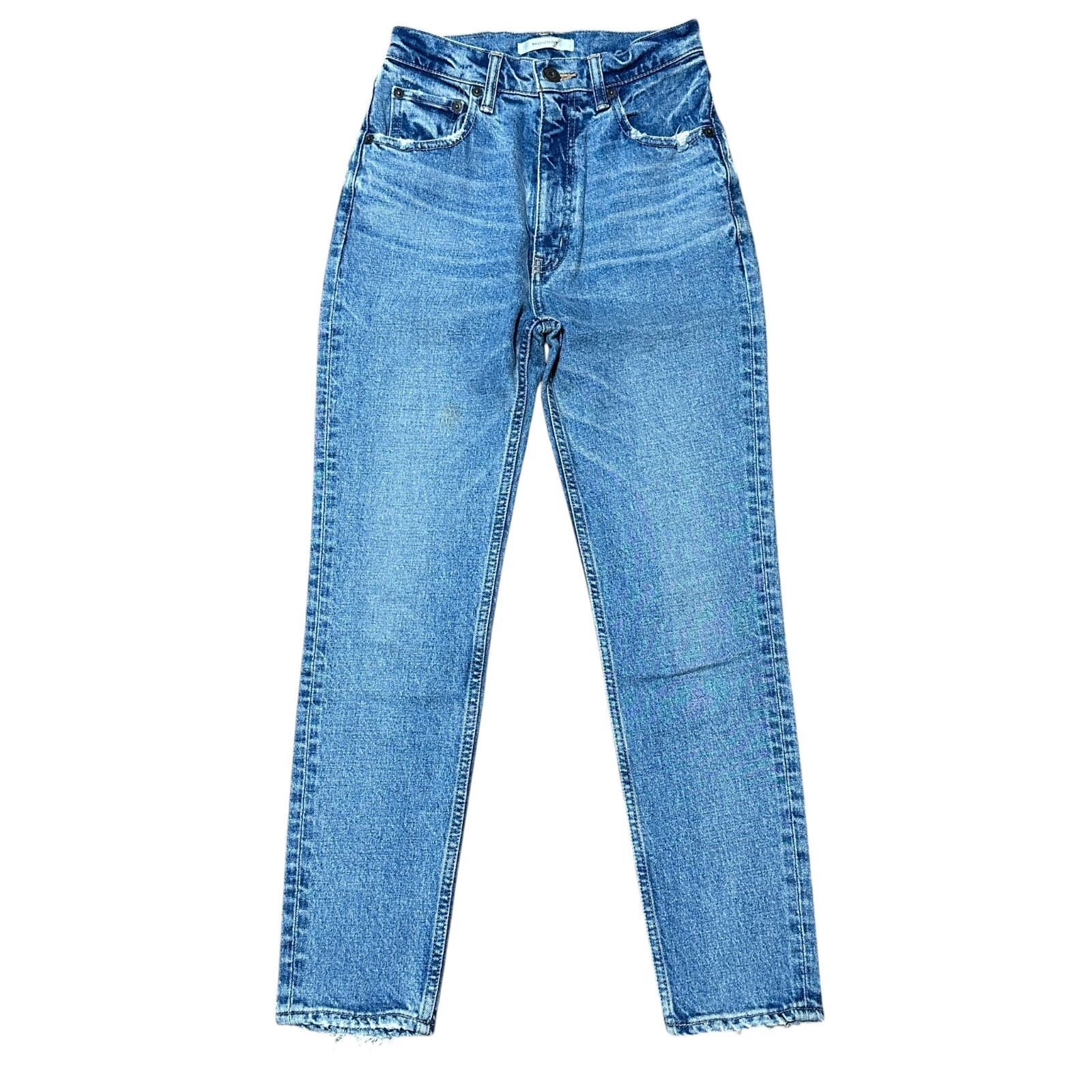 MOUSSY MVS SKINNY ハイウエスト テーパードデニム ライトブルー