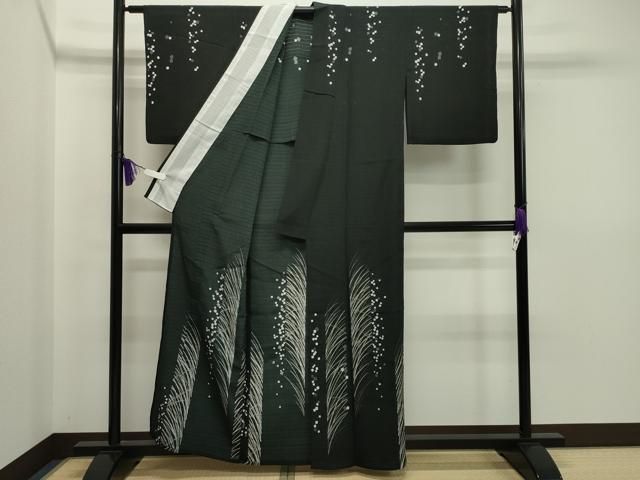 平和屋着物＊夏物 小紋 紗 吉祥文 黒地 正絹 逸品 CAAT9966gh