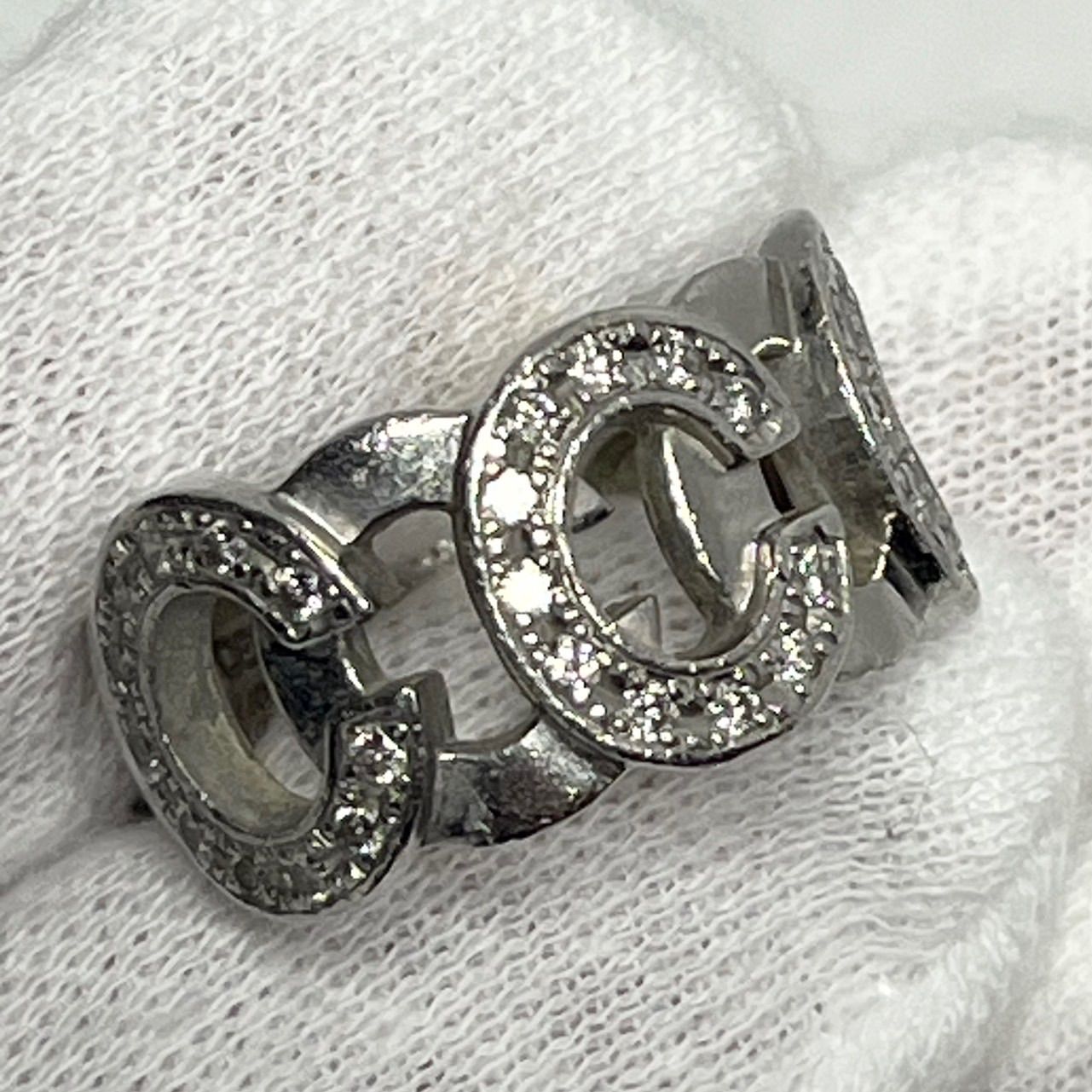CELINE Cロゴ ダイヤモンド リング・指輪 PT1000 レディース表面当たりキズ