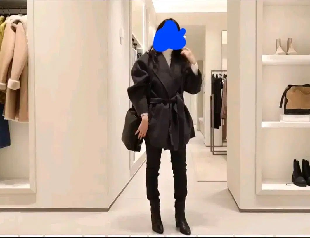 Massimo Dutti マッシモドゥッティ ベルト コート チャコール S