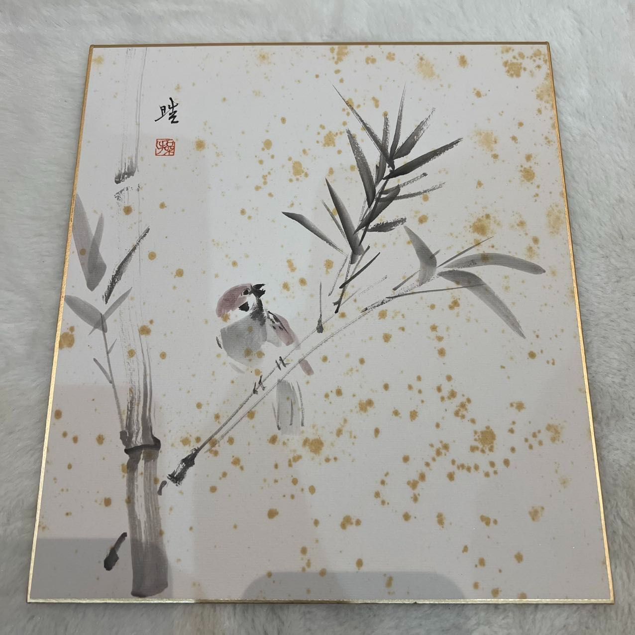 堀井香坡　日本画　肉筆『百萬』サイン(印譜)　画廊シール　P10　額　b372 堀井香坡 日本画 肉筆『百萬』サイン(印譜) 画廊シール P10 額