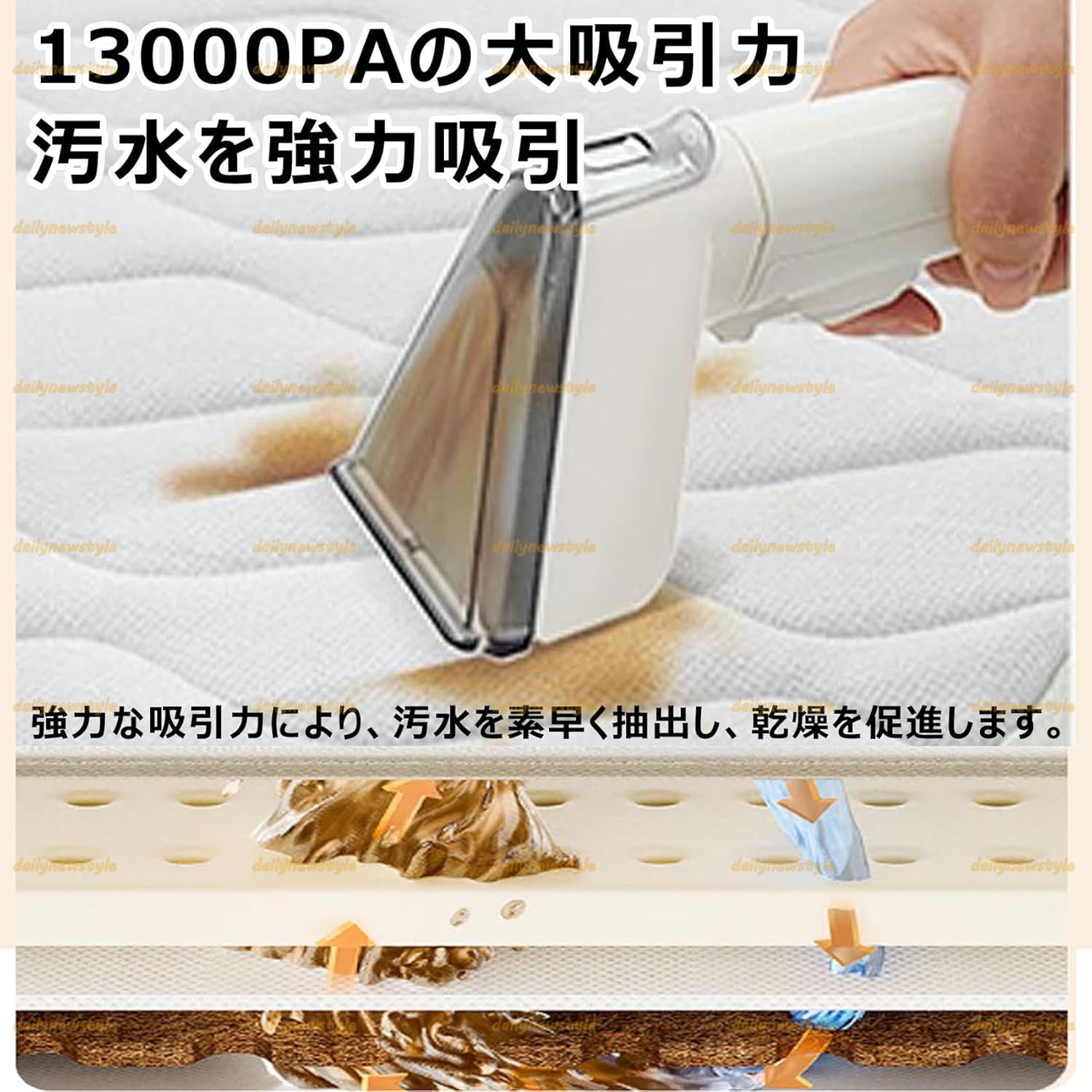 カーペットクリーナー 14000Pa強力吸引 リンサー洗浄機 40度まで温水