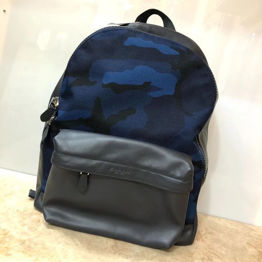 COACH コーチ チャールズ リュック バックパック カモフラ ブルー系 
