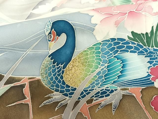 平和屋着物○豪華振袖 友禅 泰常好み 風景花鳥文 暈し染め 金彩 正絹  