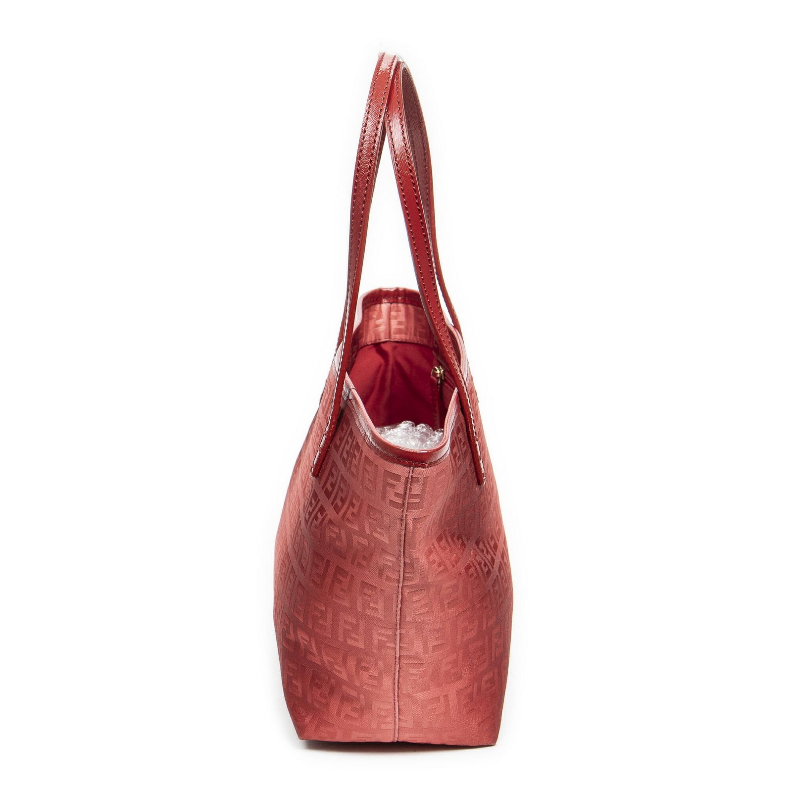 フェンディミニオムブレショッピングトート赤ズッキーノキャンバスA