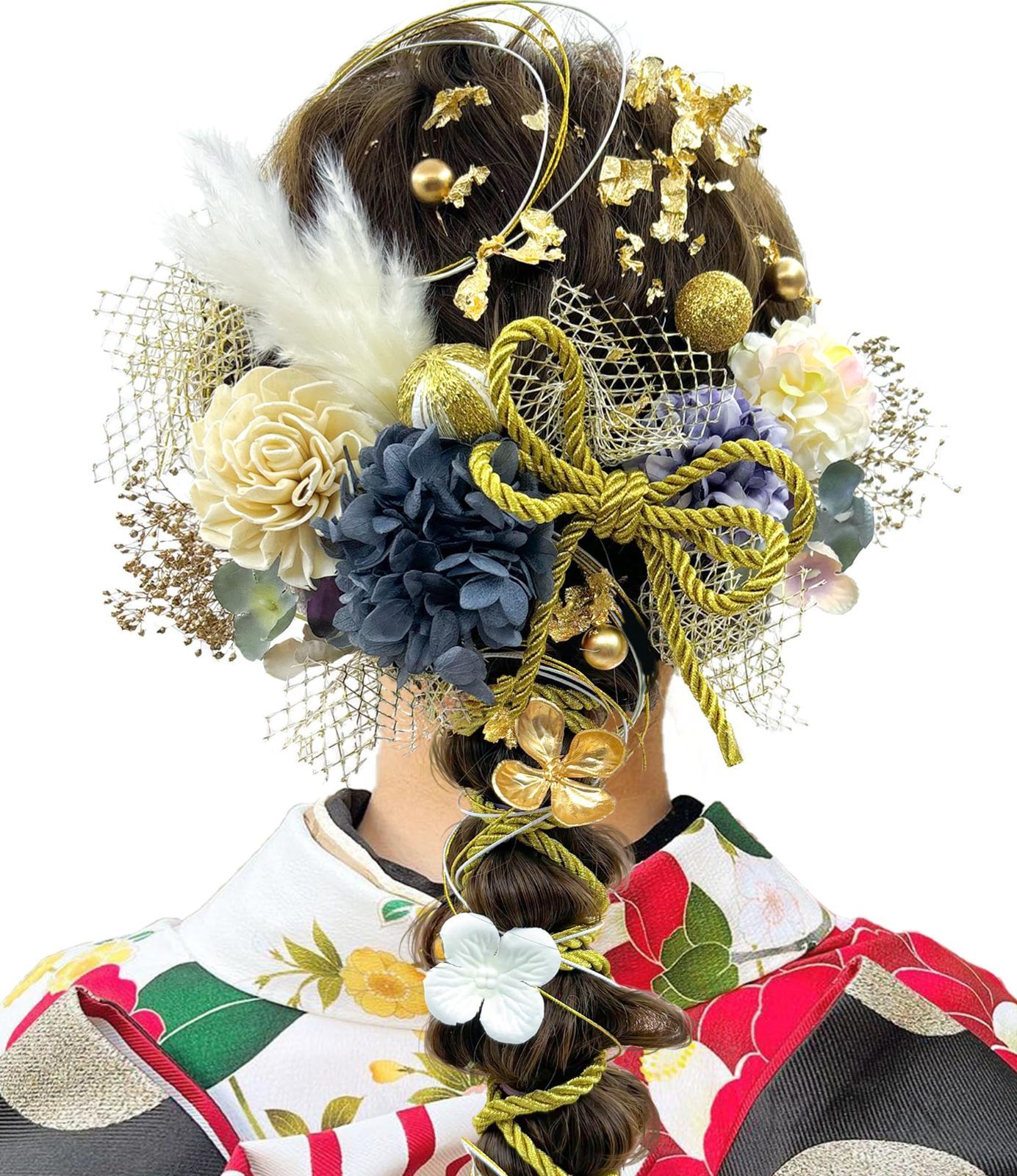 振袖 袴 着物 和服 花 人気 浴衣 金箔 成人式 かすみ草 七五三 和玉 ヘアーアクセサリー 結納 紐 卒業式 水引 入学式 造花飾り ドライフラワー 結婚式 10色 発表会 髪飾り TC001 JZOON