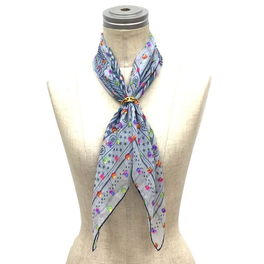 美品 HERMES エルメス スカーフ ジグザグのサングル レインボードット  