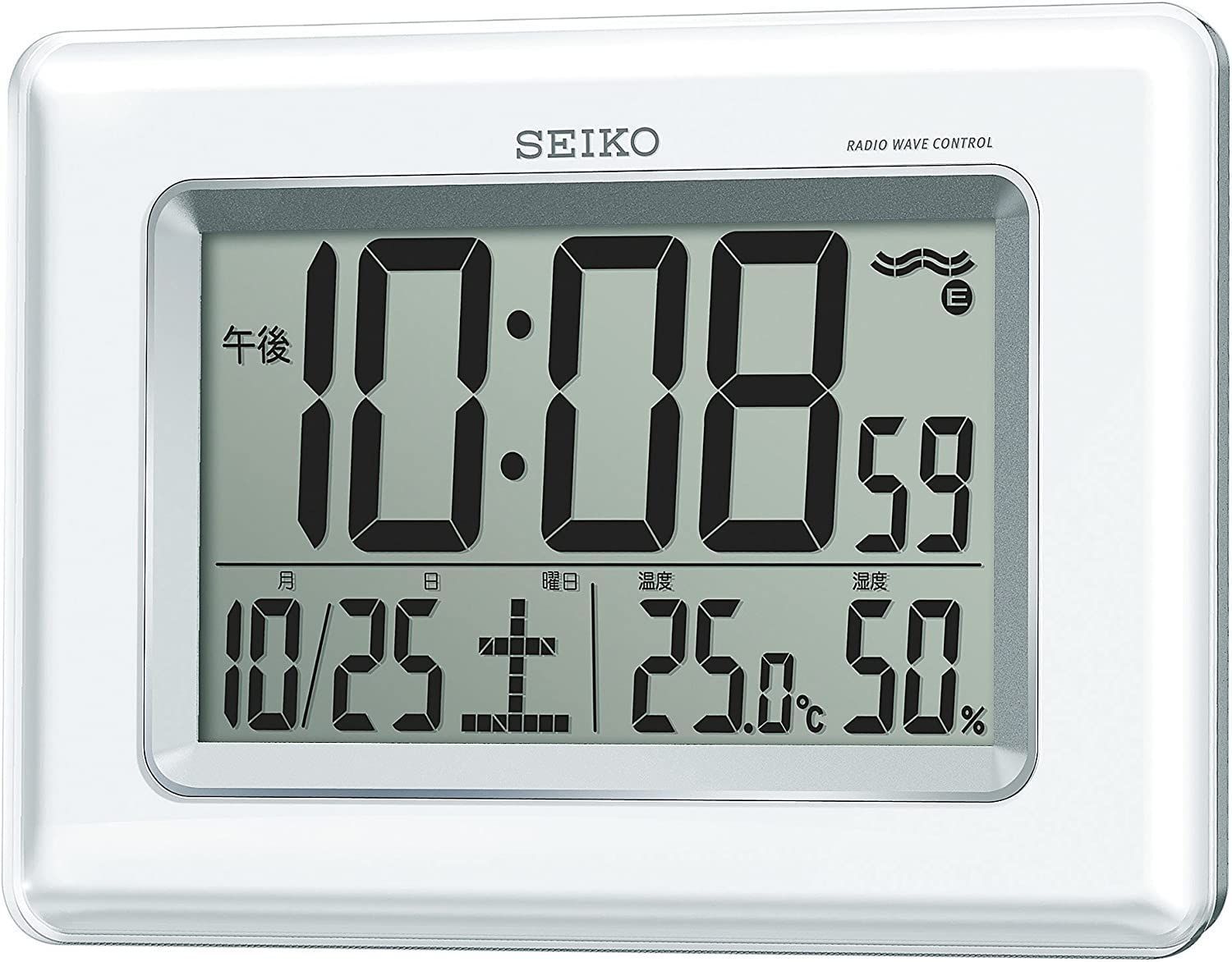 おしゃれ人気 セイコー セイコークロック クロック 掛け時計 置き時計 兼用 : 目覚まし時計 置き時計 電波 掛け時計  デジタル カレンダー 温度 