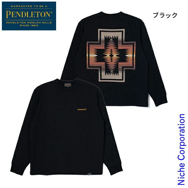 【新品】 ペンドルトン ロングスリーブ バックプリント Tシャツ (19800138) (049 ブラック M)