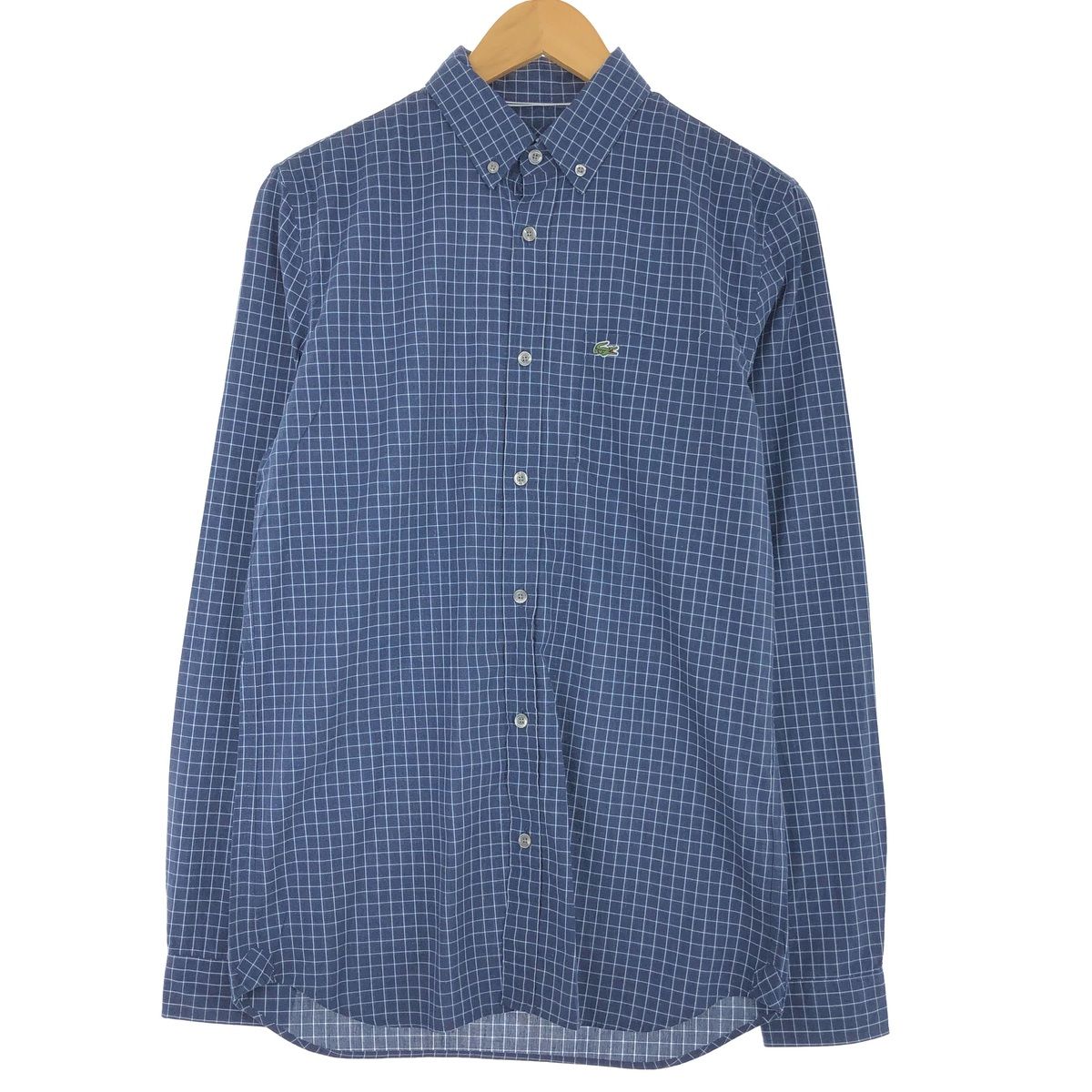 古着 ラコステ LACOSTE REGULAR  FIT 長袖 ボタンダウンチェックシャツ メンズXS/eaa428611