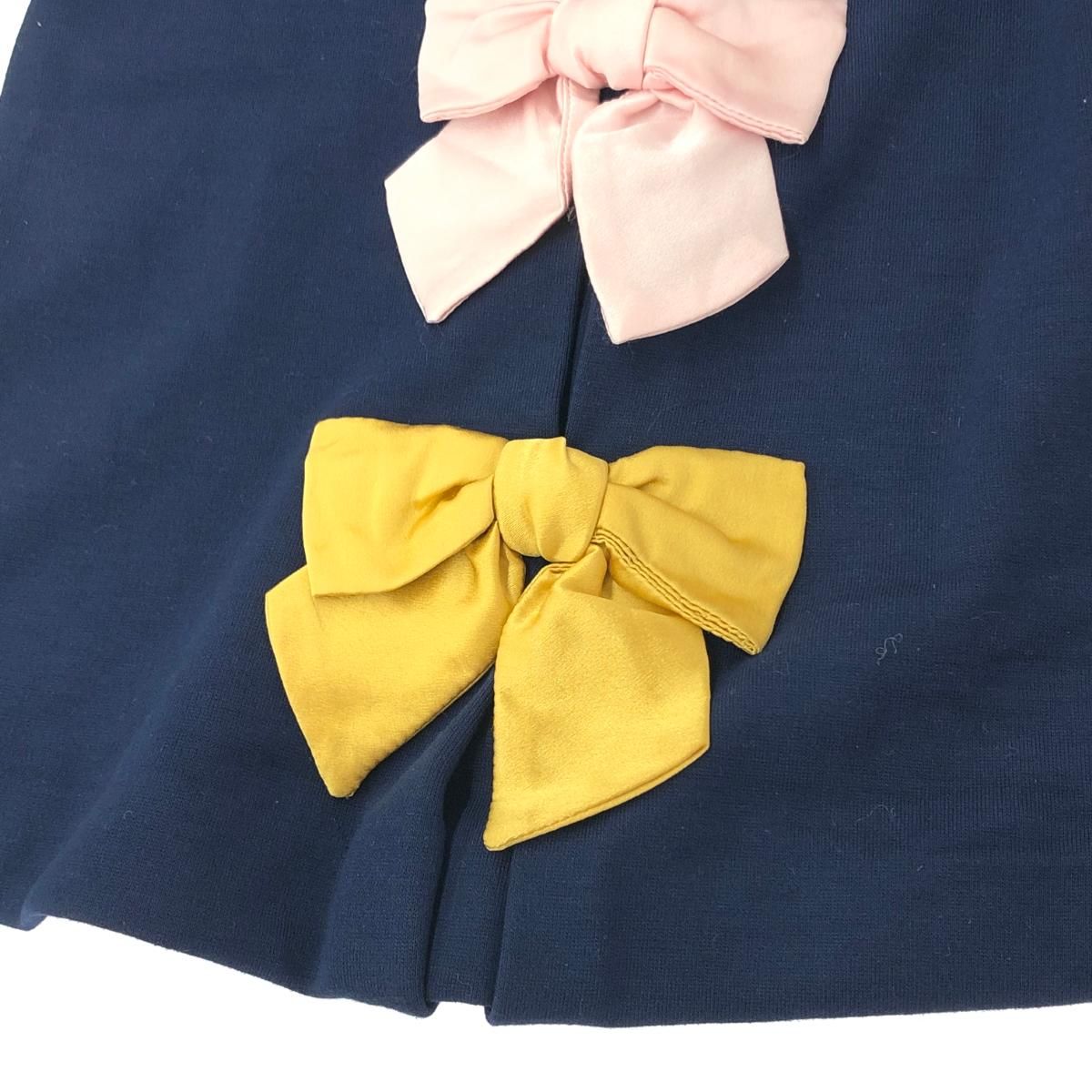 GUCCI グッチ 半袖 リボン ワンピース サイズ:18/24m ネイビー キッズ