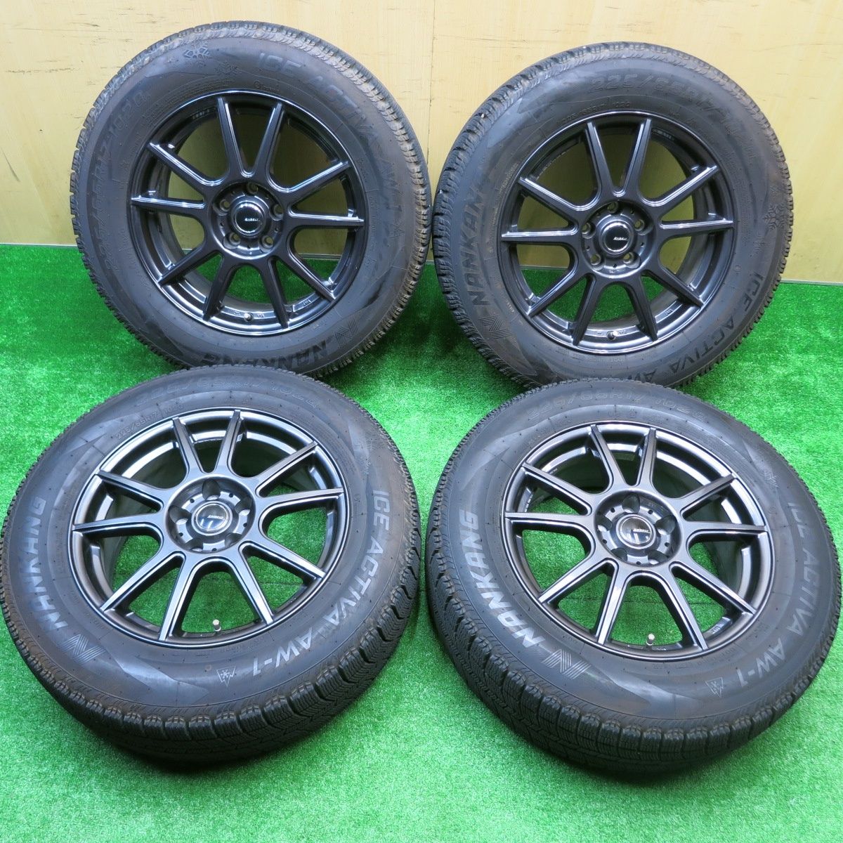 バリ溝 22年 キレイ 9.5分 スタッドレス 225|65R17 ナンカン アイス アクティバ AW-1 EMBELY 17インチ PCD114.3|5H 5101205HAス