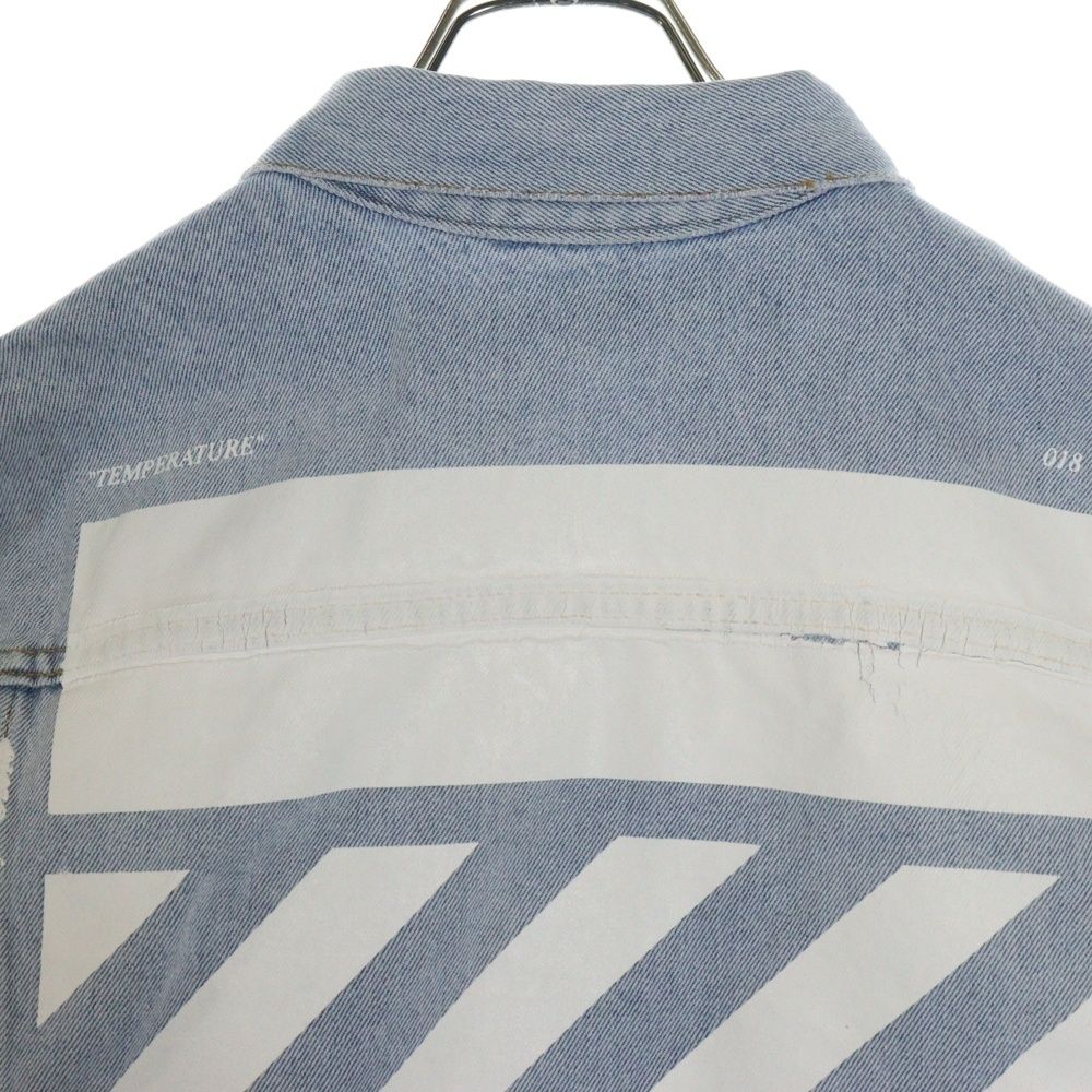 Off-White ダメージデニムジャケット OFF-WHITE (オフホワイト) 18SS Striped Denim Jacket ダメージ加工