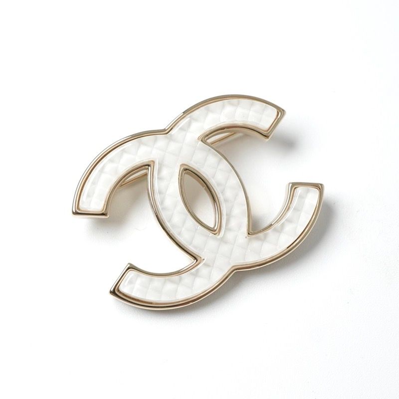 シャネル CHANEL ブローチ コサージュ ゴールド ホワイト ココマーク