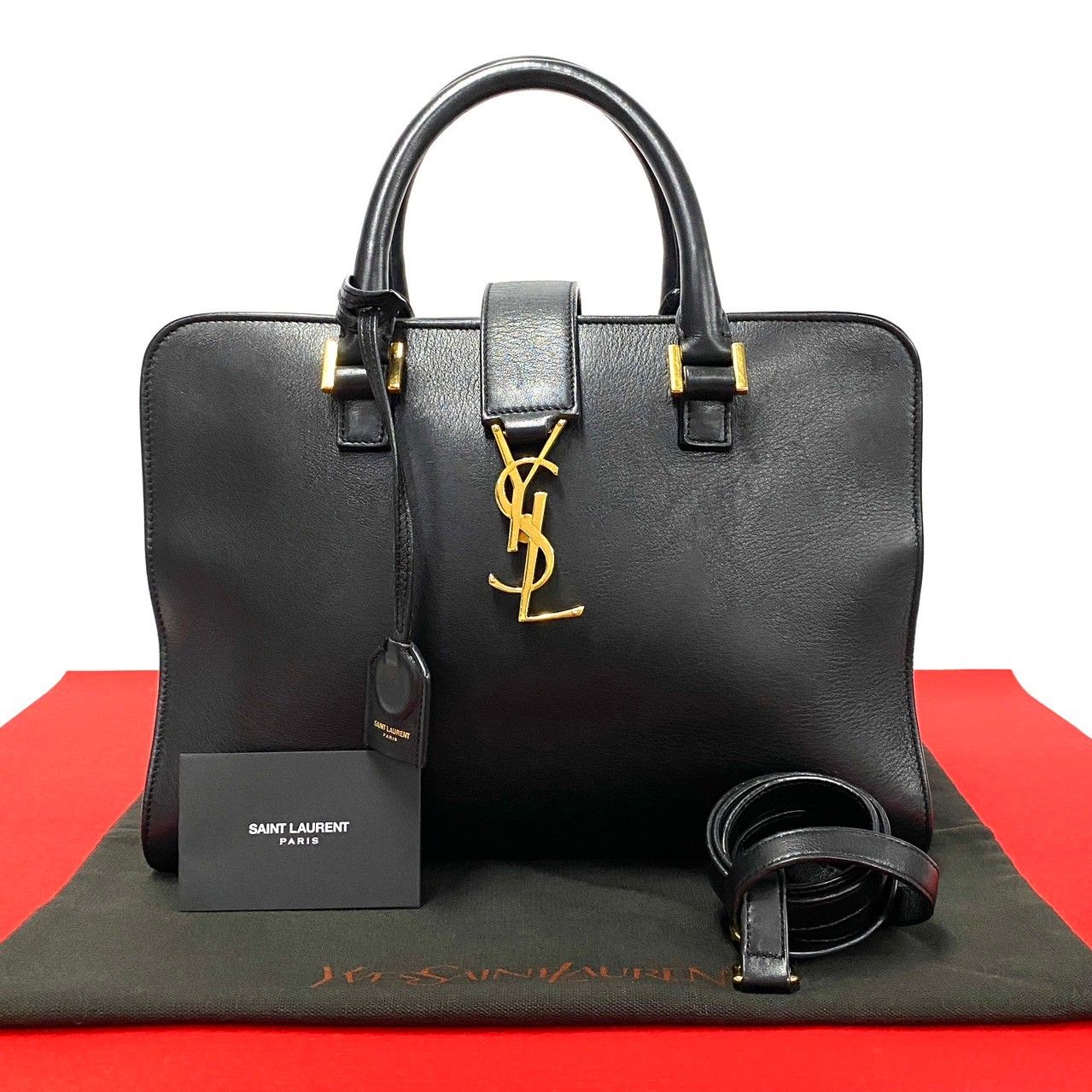 SAINT LAURENT サンローラン　ハンドバッグ　ベイビーカバス サンローラン SAINT LAURENT ベイビーカバス ブラック カーフ